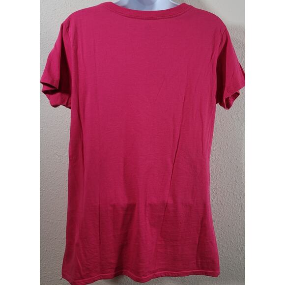 Pink Fuchsia Black Graphic Super Mom Super Wife Super Tired Top Large Stretchy - Picture 3 of 4